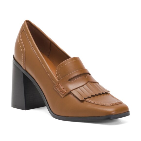 NEW MARC FISHER Hamish Kiltie Heeled Loafers nut for women 253 - Picture 1 of 5